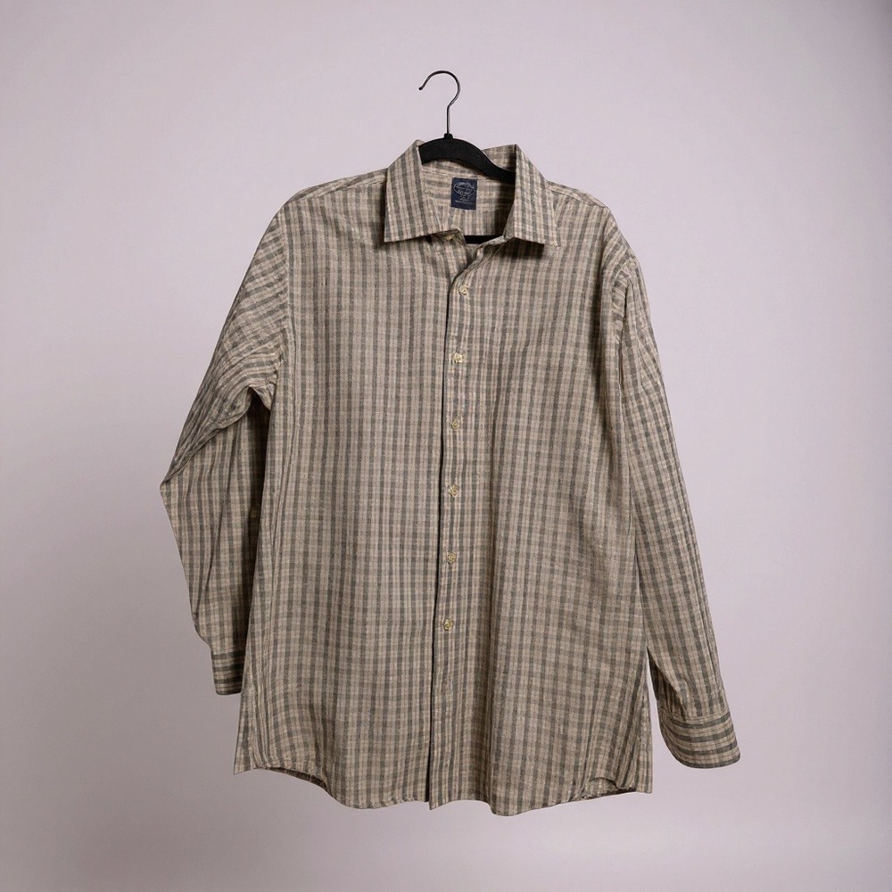 Brooks Brothers Non-Iron Cotton‎ Plaid Button Down Dress Shirt Men 17 1/2 34/35